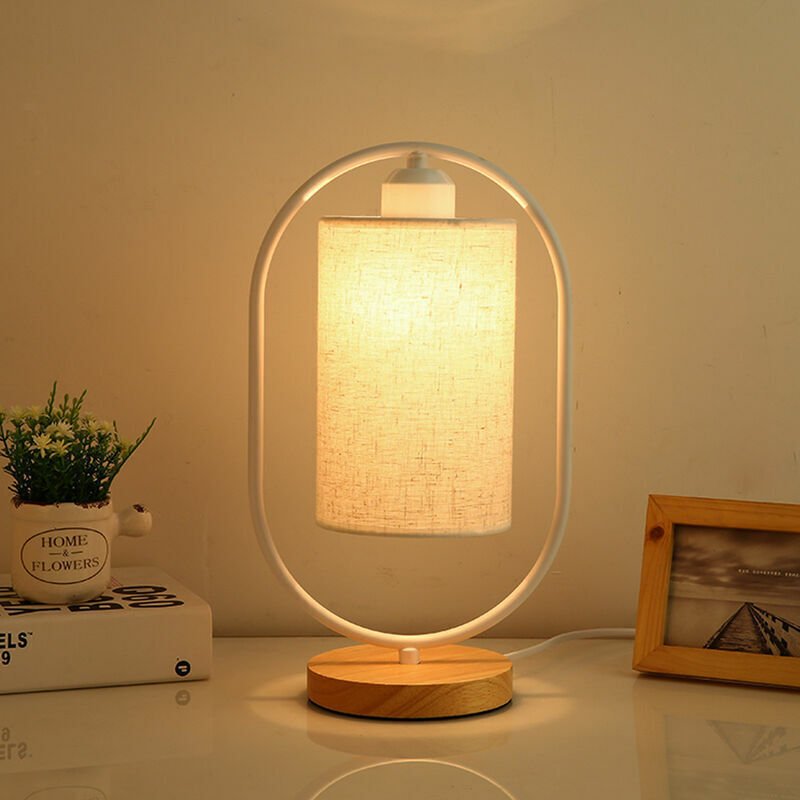 12 x 35 cm Touch-LED-Tischleuchte – Schwarz-weißer Stoffschirm – Touch-Dimmer – E27-Fassung – Für Schlafzimmer und Büro