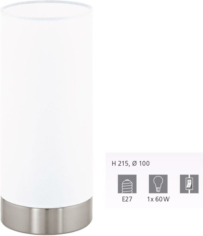 Tischleuchte Damasco 1 chrom 21,5 x 10 cm E27, max. 60 w Lampen - Eglo