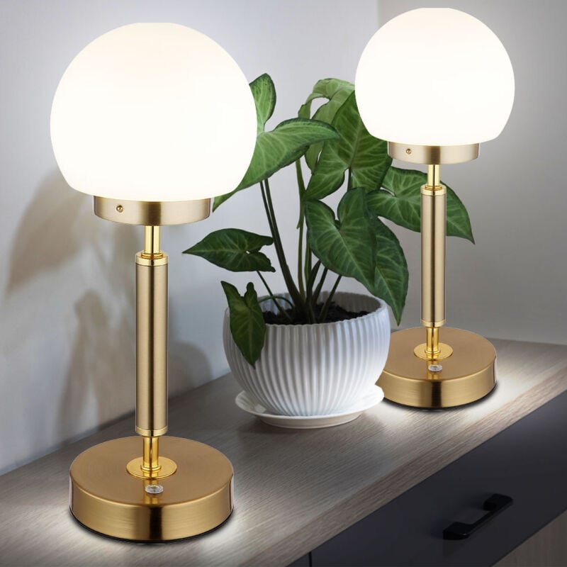 Tischlampe Nachttischlampe Tischleuchte Schlafzimmerlampe, Metall Glas, Touchdimmer Akku cct, led 2,5W 136 Lm 2700K 4000...