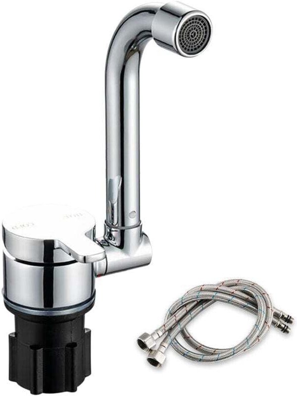 Klappbarer Küchenhahn, um 360 Grad drehbarer Spültischhahn, Einhand-Mischbatterie für Warm- und Kaltwasser, Kupferhahn f...