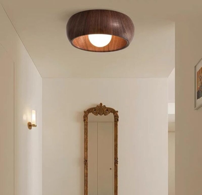 Schlichte, dimmbare Deckenleuchte, Vollspektrum, geeignet für Schlafzimmer, Walnussfarben, dreifarbiges Licht, 220 V, 30...