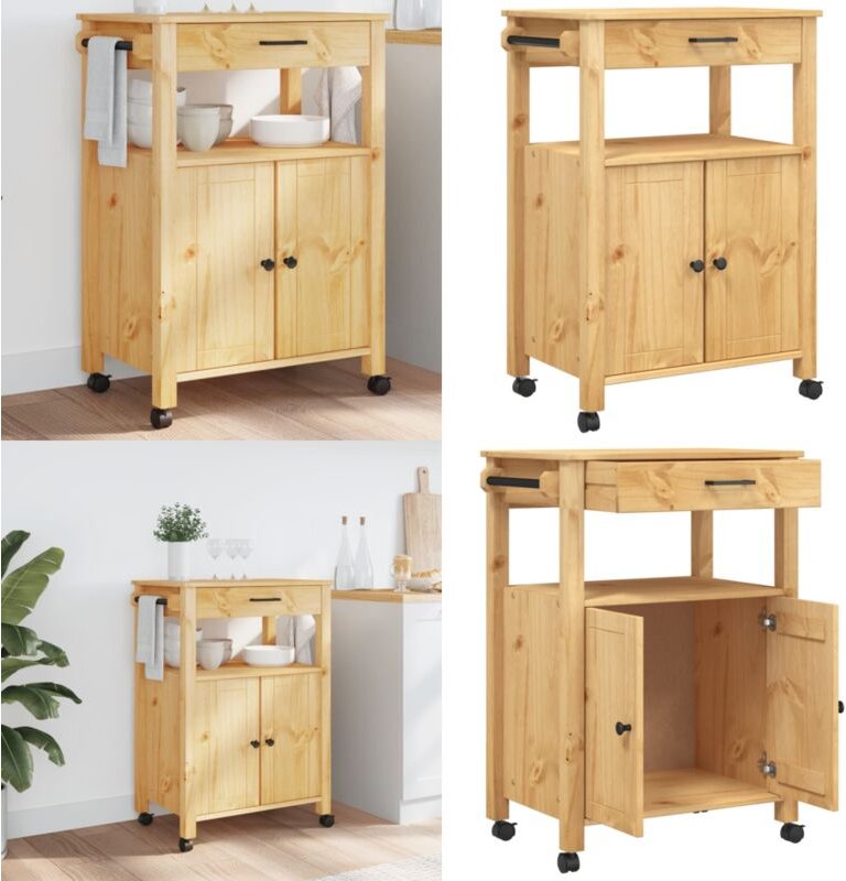 Küchenwagen MONZA 60x40x90 cm Massivholz Kiefer - Holz Küchenwagen - Küchenschrank - Retro Möbel - Vintage Stil - Kiefer...