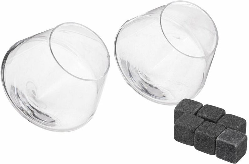 Secret De Gourmet - Whisky-Gläser + Mehrweg-Eiswürfel, Barzubehör