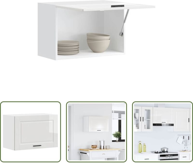 Küchenmöbel - Küchen-Hängeschrank Porto Hochglanz-Weiß Holzwerkstoff