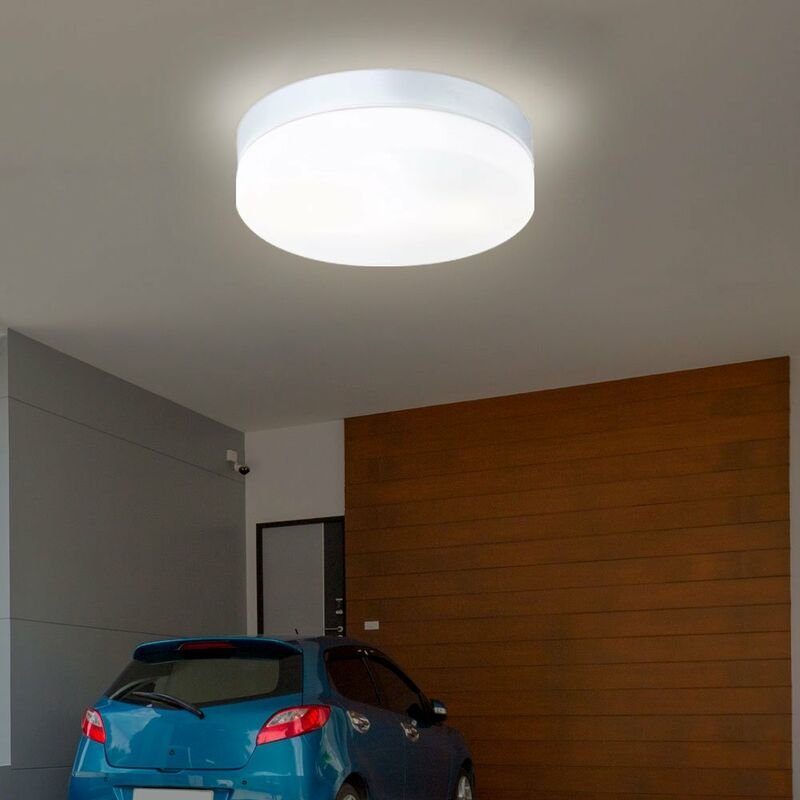 Deckenlampe Deckenleuchte Außenleuchte Balkonlampe Kellerleuchte Terrasse, IP44 2 flammig, Glas opal silber, 2x E27 Fass...