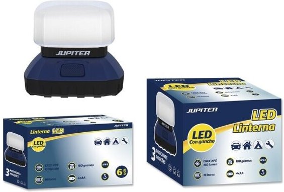 Jupiter - Campinglaterne led cree-xpe 150lm - 3 Intensitäten - Widerstandsfähigkeit ipx4 - Betrieb mit 4 Batterien aa (n...