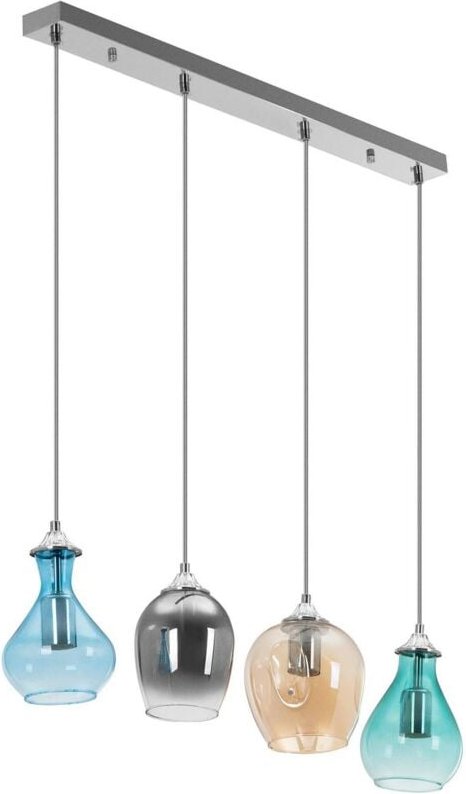 Pendelleuchte mit vier Glasschirmen E27 Pendellampe Hängelampe Deckenlampe