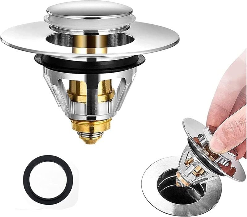 Thumbnail - Universal-Waschbeckenstöpsel, Pop-up-Waschbeckenloch-Stöpselabdeckung für 1,34-1,5 Zoll große Abflusslöcher, Edelstahl-S...