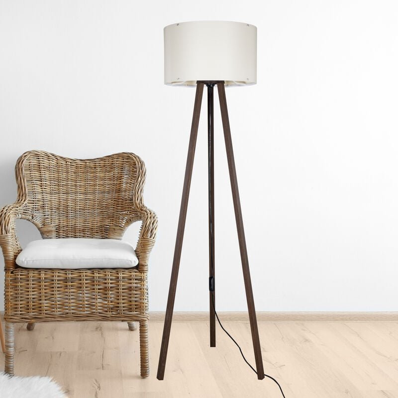 Stehleuchte Keynes E27 Walnussoptik / Creme [ Lux.pro