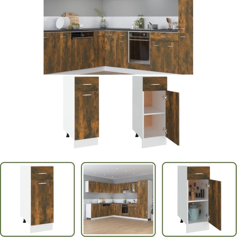 Küchenregal - Unterschrank mit Schublade Lyon Räuchereiche 30x46x81,5 cm