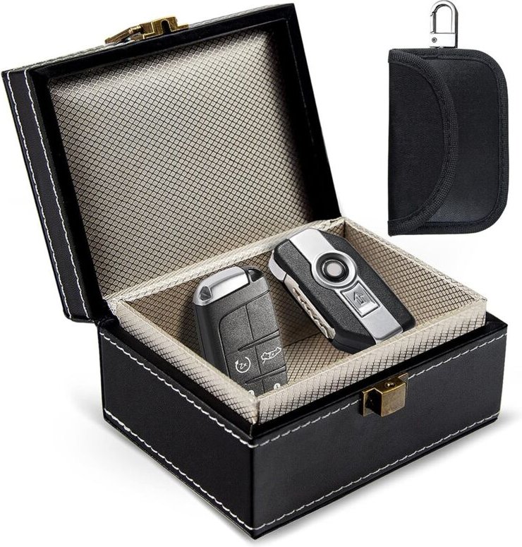RFID-Schutzhülle für Autoschlüssel, Faraday-Tresor, Diebstahlschutz, antimagnetische Schutzbox, universell schwarz.