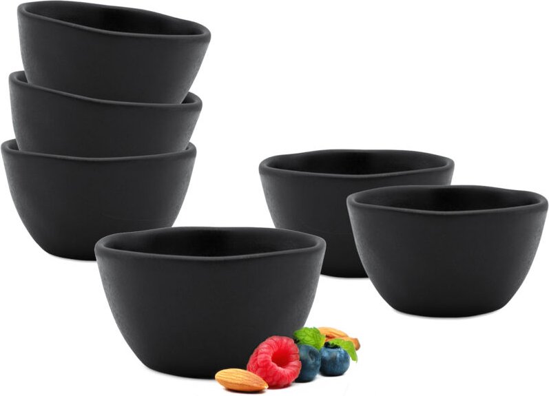 Thumbnail - Spetebo - Keramik Dip Schale schwarz matt - 6er Set - Kleine Porzellan Müsli Schüssel - Dessertschälchen Servierschale S...