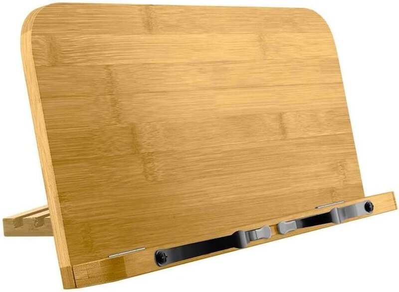 Support Pliable Réglable Taille M Pupitre de Lecture avec 2 Clips en Bois pour Porte Livres Cuisine Recettes Tablets