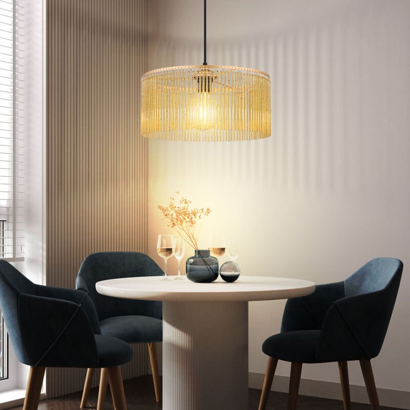 Hängeleuchte Acrylstäbe Esszimmerleuchte gold Pendelleuchte Wohnzimmerlampe, Metall, 1x E27 Fassung, DxH 35x135 cm