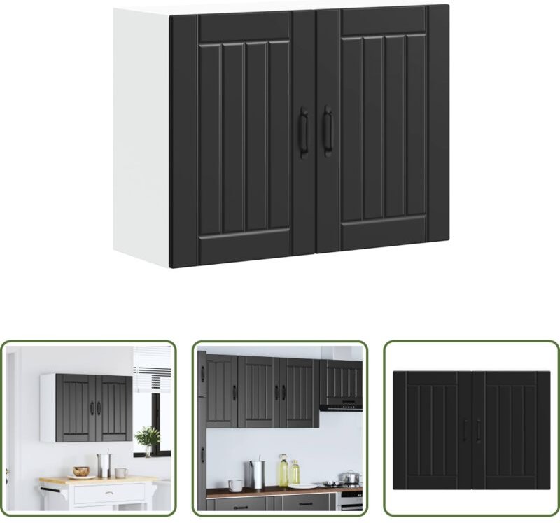 vidaXL Holzwerkstoff - Küchen-Hängeschrank Lucca Schwarz Holzwerkstoff
