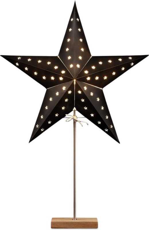 Thumbnail - Papierstern Lampe schwarz für E14 Glühbirnen - 69 cm - Weihnachtstern Tischlampe auf Fuß - Weihnachts Deko Beleuchtung A...
