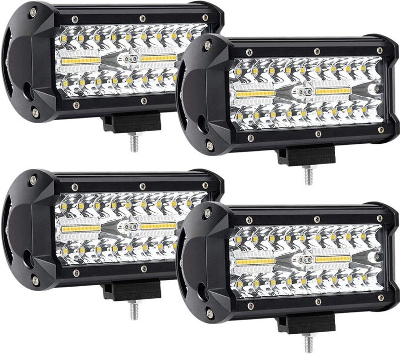4 X 240 W 7--LED-Lichtleiste 24000 LED-Spot-Flood-Combo-Beam Wasserdichtes Offroad-Arbeitslicht für SUV-UTV-Pickup-Boot