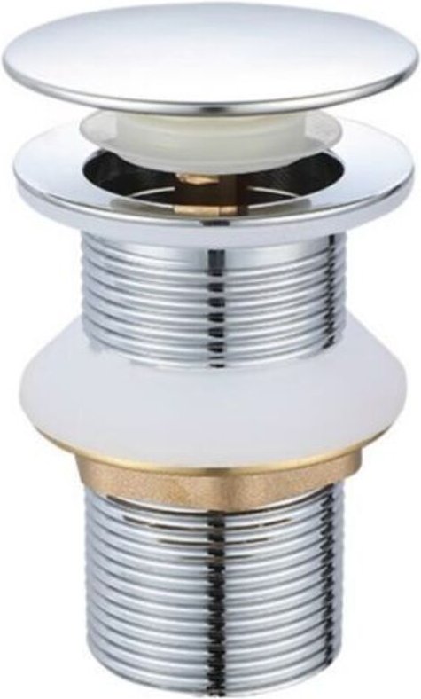 Pop-up-Waschbeckenstöpsel ohne Überlauf, Ablaufgarnitur mit Push-Open-Ventil für Waschbecken aus Messing, verchromt