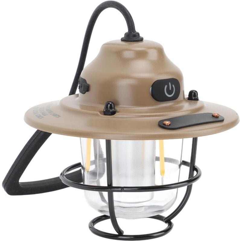 Retro-LED-Campinglampe in Ananasform für den Außenbereich, Dauerlicht, wasserdicht, wiederaufladbar, Eisen, ABS (khaki)
