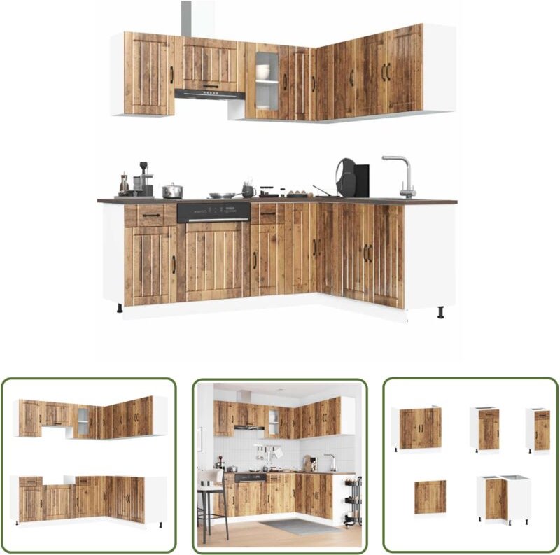 The Living Store - vidaXL 11-tlg. Küchenschrank-Set Lucca Altholz-Optik Holzwerkstoff