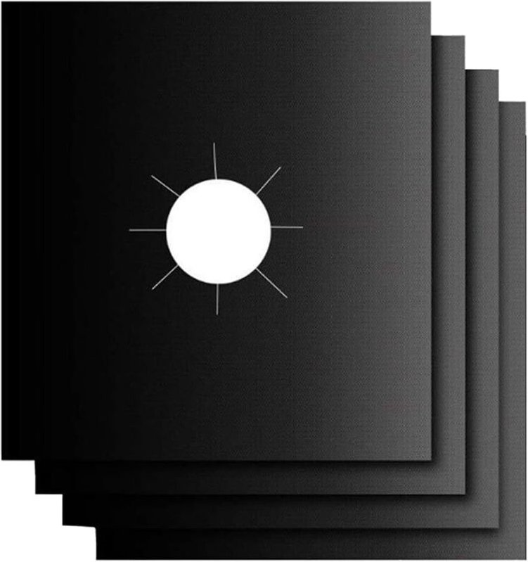 BEBUSINGOTO Stück Gaskochfeld-Schutzmatten aus Teflon, wiederverwendbar, antihaftbeschichtet, für schnelle Reinigung (27...