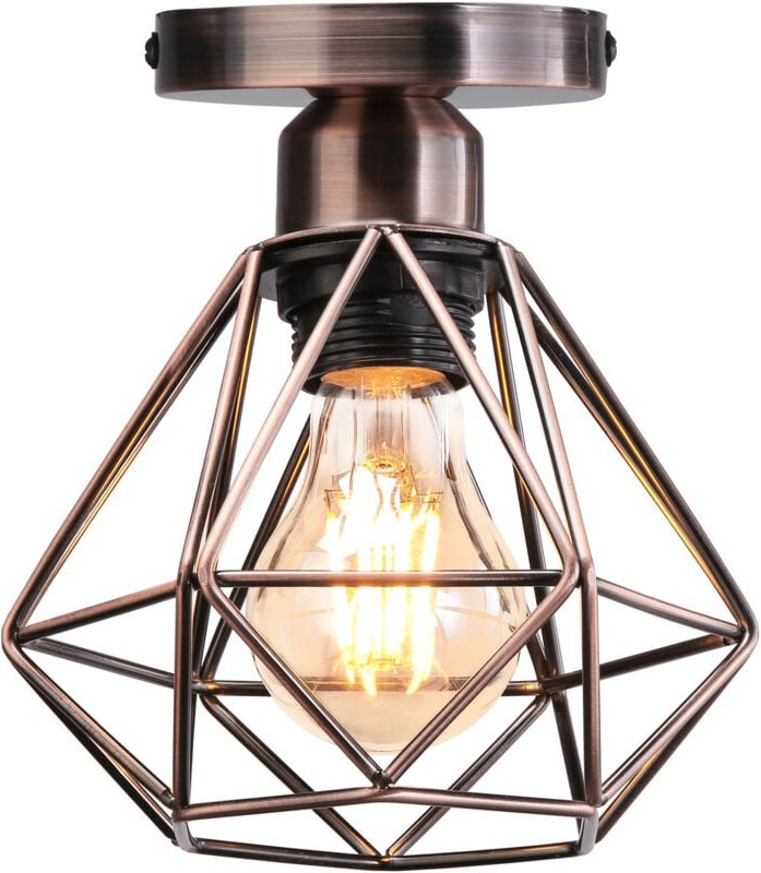 Vintage Deckenlampe Industrial Design Deckenleuchte Käfig Pendelleuchte Kupferrost Ø16cm