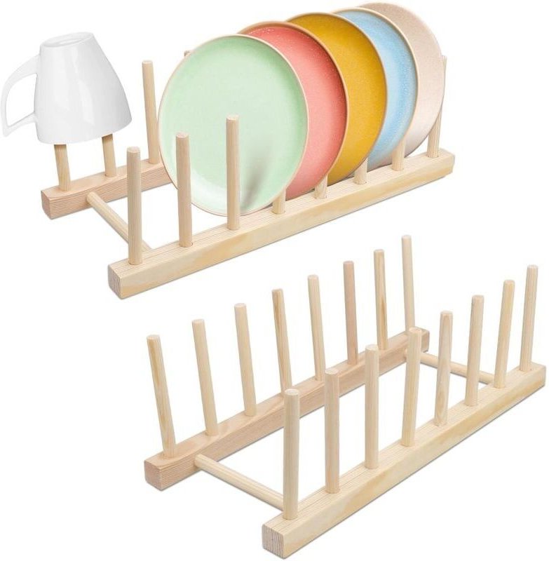 31 x 13 x 11 cm Set mit 2 Tellergestellen mit je 7 Schlitzen - Abtropfgestell für Geschirr - Tellerhalter - Topfdeckelha...