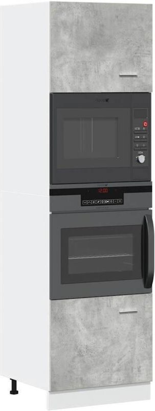 Mikrowellenumbauschrank Lyon Betongrau 60x57x207 cm Holzwerkstoff Vidaxl