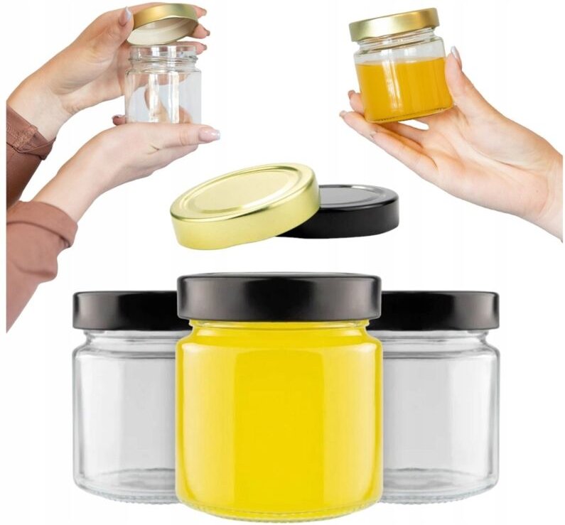 50x Glasbehälter ATENA 225ml + hoher Deckel FI66 für Marmelade, Kerzen, Honig