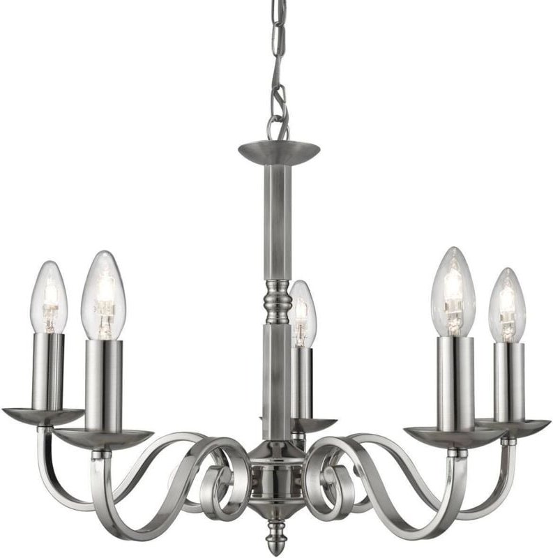 Searchlight Richmond - 5 Light Multi Arm Multi Arm Deckenanhänger Satin Silber, E14