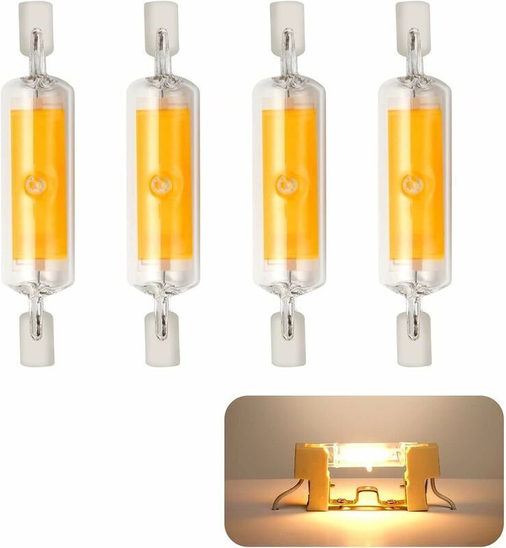 4 Stück R7S LED 78mm dimmbare Leuchtmittel 10W 230V, LED Leuchtmittel Warmweiß 3000K, 800LM COB LED Leuchtmittel, 360° A...