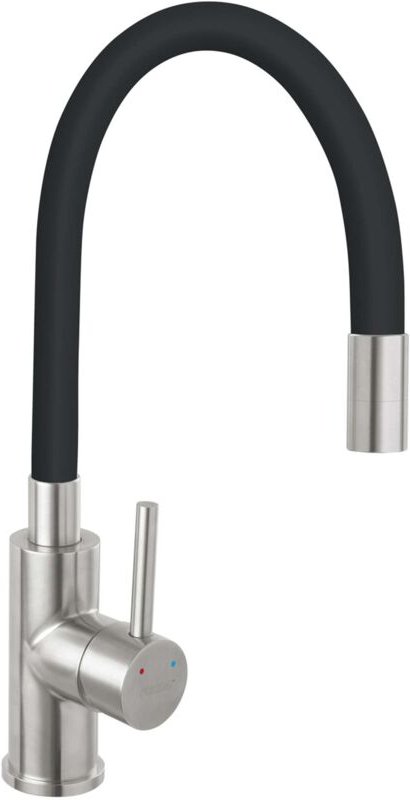 Novaservis - Ferro - Spültischarmatur mit flexiblem Arm, schwarz/Edelstahl 70710,4C