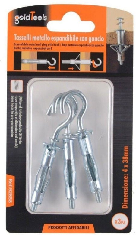 Trade Shop Traesio - Trade Shop - satz 3 metallspreizhakenschrauben stil c 4X38MM 92858 -