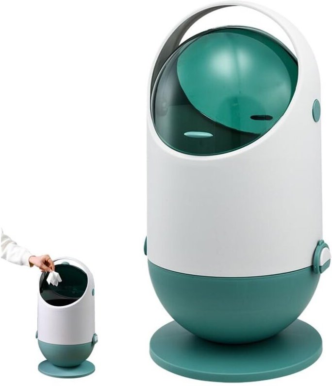 Poubelle en plastique avec couvercle à double ouverture, facile à nettoyer, compacte et portable, idéale pour la maison ...