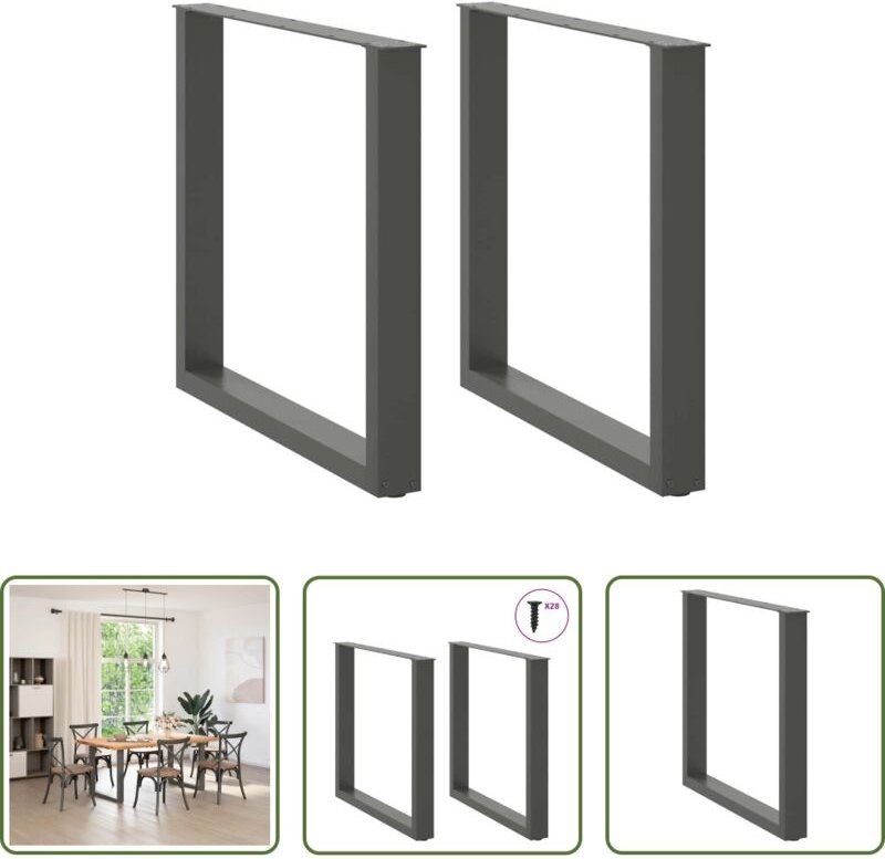Esstischbein Anthrazit - Esstischbeine U-Form 2 Stk. Anthrazit 80x(72-73) cm Stahl