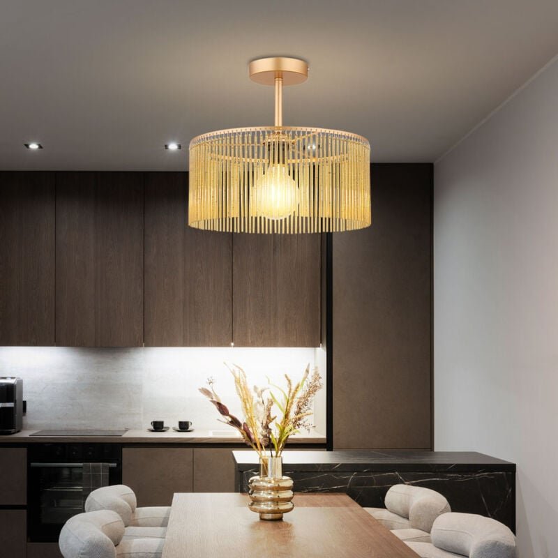 Led Deckenlampe goldfarben Wohnzimmerlampe Deckenleuchte Esszimmerlampe amber, Metall Acryl,7W 806lm warmweiß, DxH 35 x ...