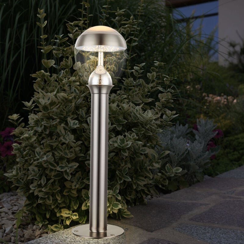 Außenleuchte Stehlampe Standleuchte Garten Edelstahl Sockelleuchte Außen, IP44, 1x led 11W 750Lm warmweiß, DxH 15x59 cm