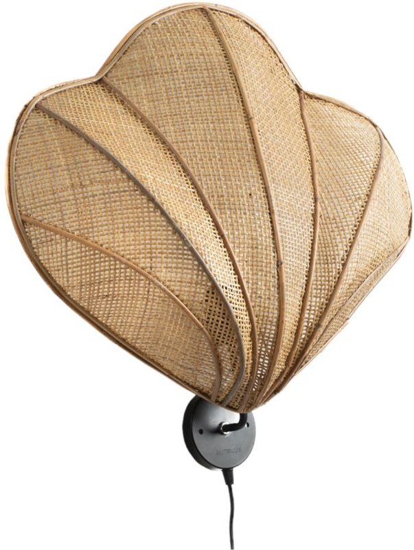 Fijalo - Rattan-Muschel-Wandleuchte E27/220–240 v, 60 x 15 x 60 cm