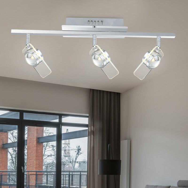 Deckenleuchte drei Strahler Spotleuchte Glas Deckenlampe schwenkbar, 3x led 5W 400Lm neutralweiß, LxBxH 65x13x18 cm