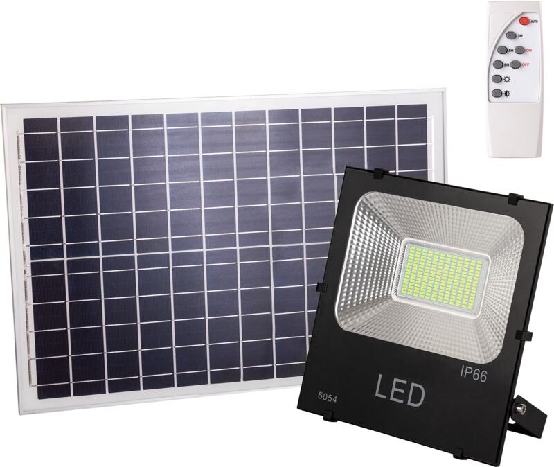 Greenice - LED-Flutlicht 100 w, 10.000 lm, 6.000 °k, Solarsensor 100 w + Fernbedienungspanel 6 V/25 w, 40.000 Std. [PL-6...