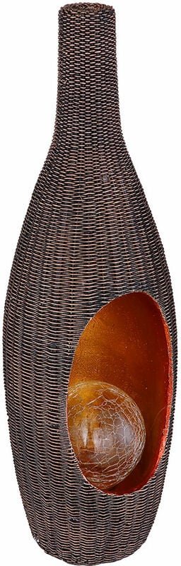 Solarleuchte Rattan-Optik goldfarben mit Glaskugel Solarleuchte Gartendeko für Außen Deko Design, Crackle braun, LED war...