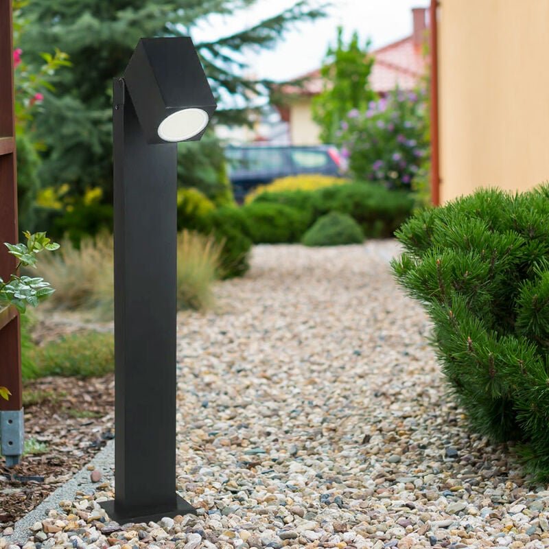 Gartenleuchte Außenstehlampe Wegeleuchte schwarz mit verstellbaren Spot, Aluminium , 1x GU10, IP44, 80x10,5x11,75cm