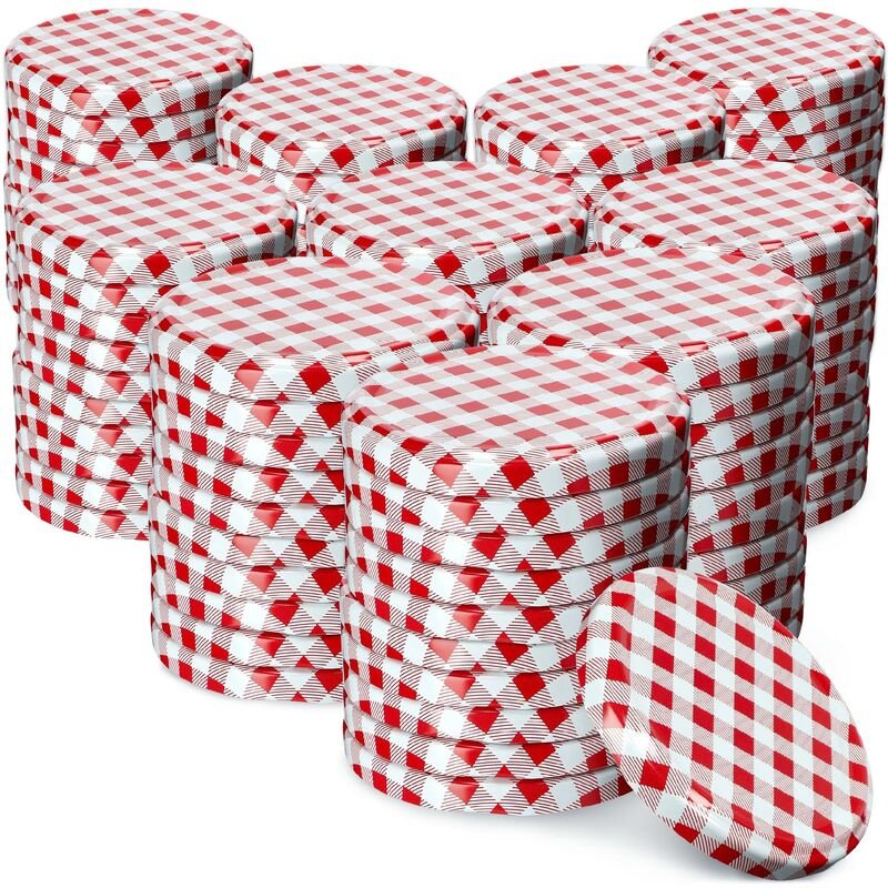 Kadax - Schraubdeckel fi82 mm, Twist-Off-Deckel 100 Stück, Rot kariert