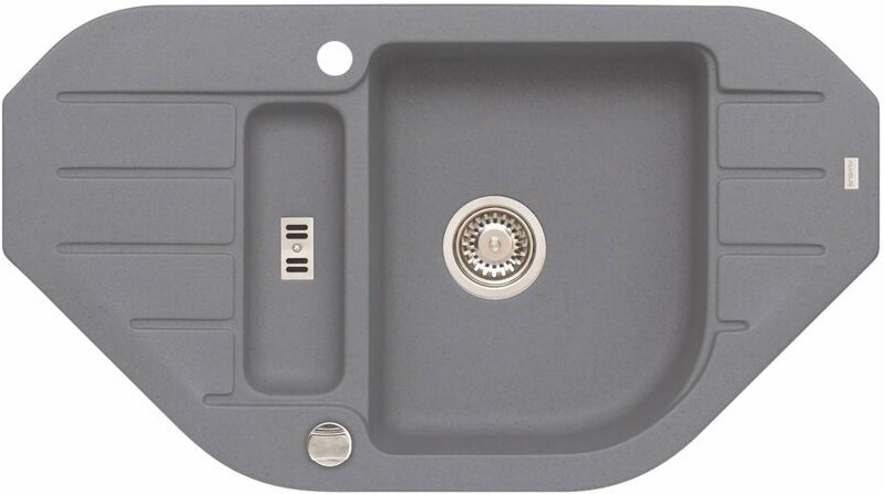 Alveus - Niagara - Granit-Spüle 90x50 cm, mit Ablaufsystembedienung, steel 1107862