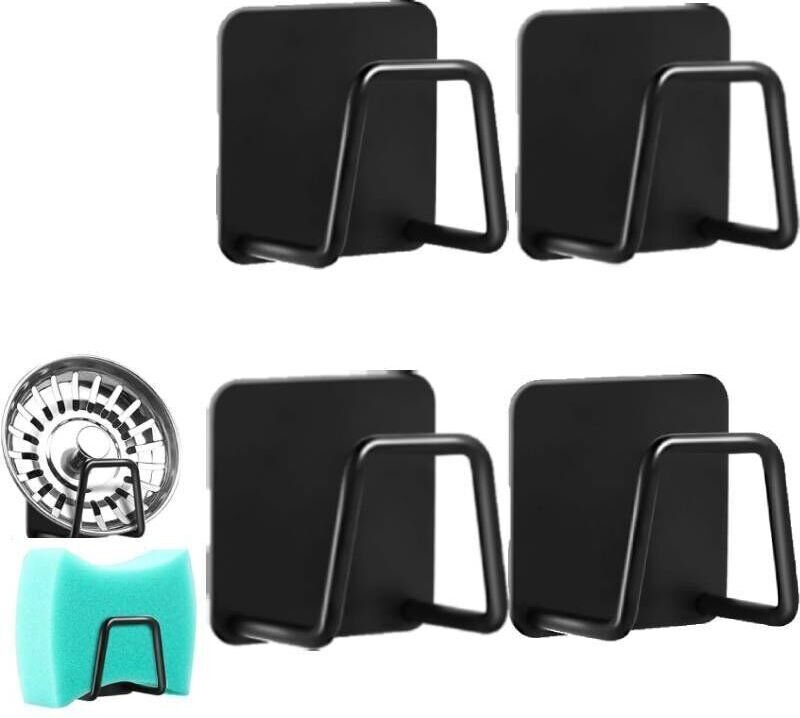 4-teiliger Spülbeckenschwammhalter, selbstklebend, Edelstahl 304, Edelstahl-Schwammhalter, Aufbewahrung für Spülbeckensc...