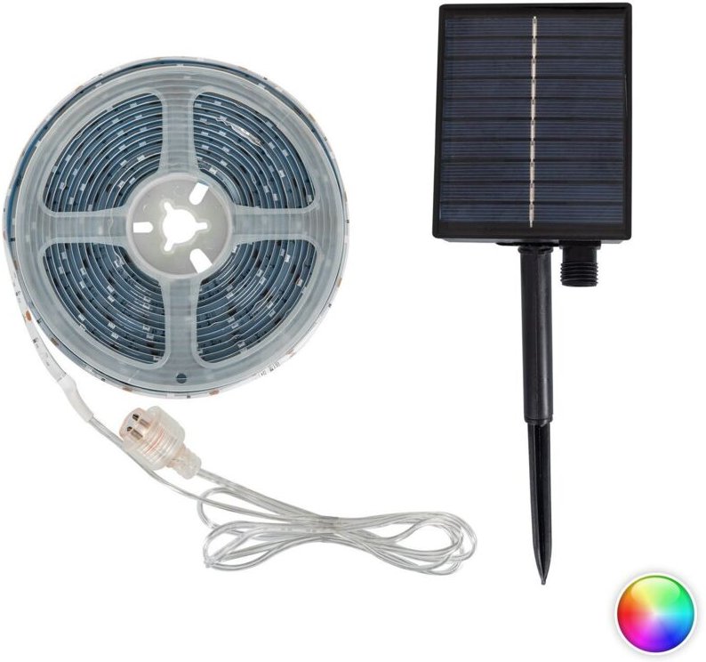 LED-Streifen Aussen Solar RGB 3V DC 30LED/m 5m IP65 Breite 8mm Schnitt alle 3cm RGB