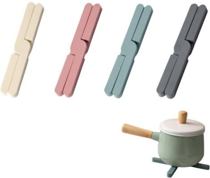 4 Silikon-Untersetzer, faltbare Silikon-Untersetzer, hitzebeständige Faltmatten, rutschfeste Matten für heiße Pfannen