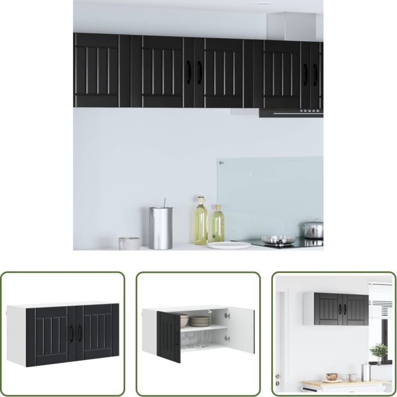 vidaXL Küchenwandschrank - Küchenschrank Schwarz 80 x 31 x 40 cm Holzwerkstoff