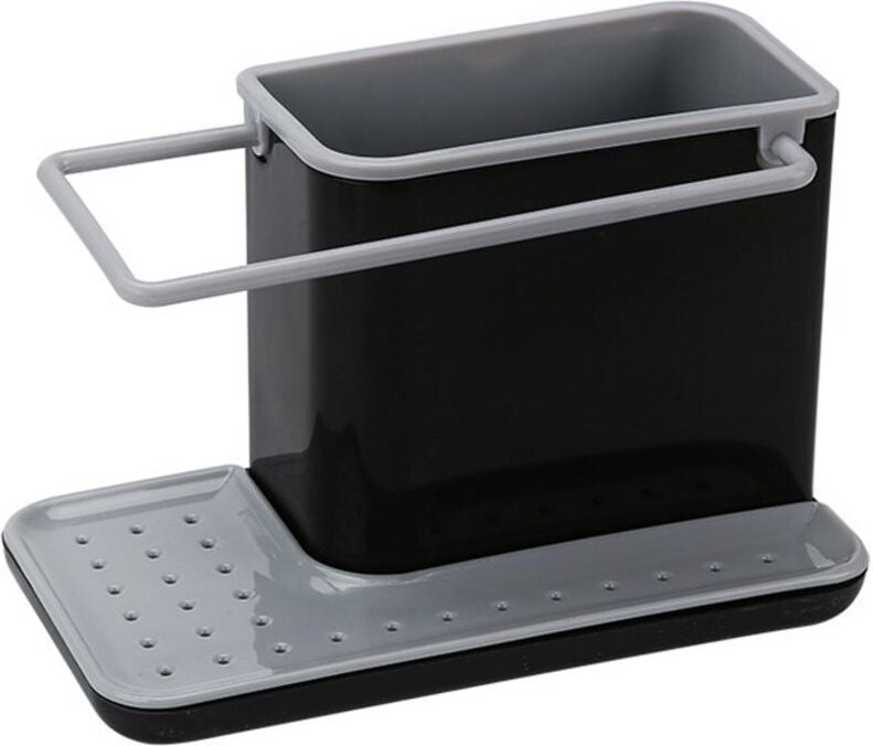 Spülbecken-Organizer, Halter für Schwamm, Schaber, Bürste, Spülmittel, Geschirrtuch – Dunkelgrau