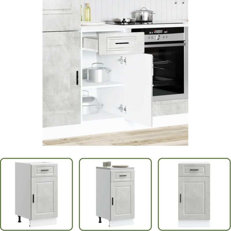 vidaXL Betonfarbe - Küchenunterschrank Porto Betongrau Holzwerkstoff